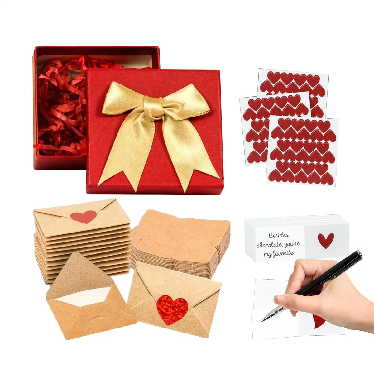 60pcs Mini Envelopes Heart Stickers & Love Note Cards Set Love Note Card Set PLUSH