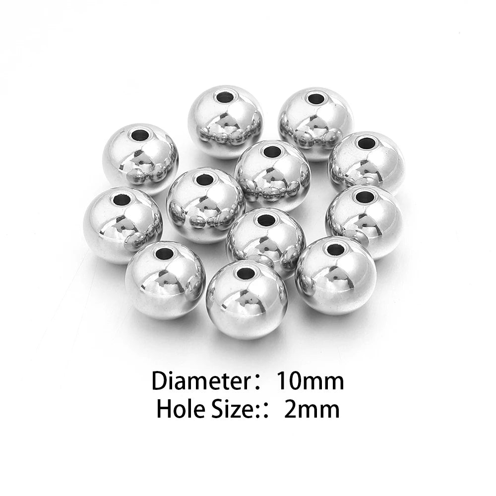 Silver Stainless Steel Big Hole Spacer Beads – DIY Jewelry