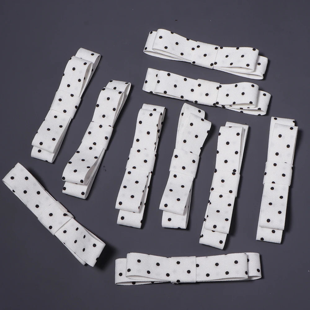 10pcs Polka Dot Satin Bows for DIY Hair Clips & Crafts Satin Hair Bows PLUSH white
