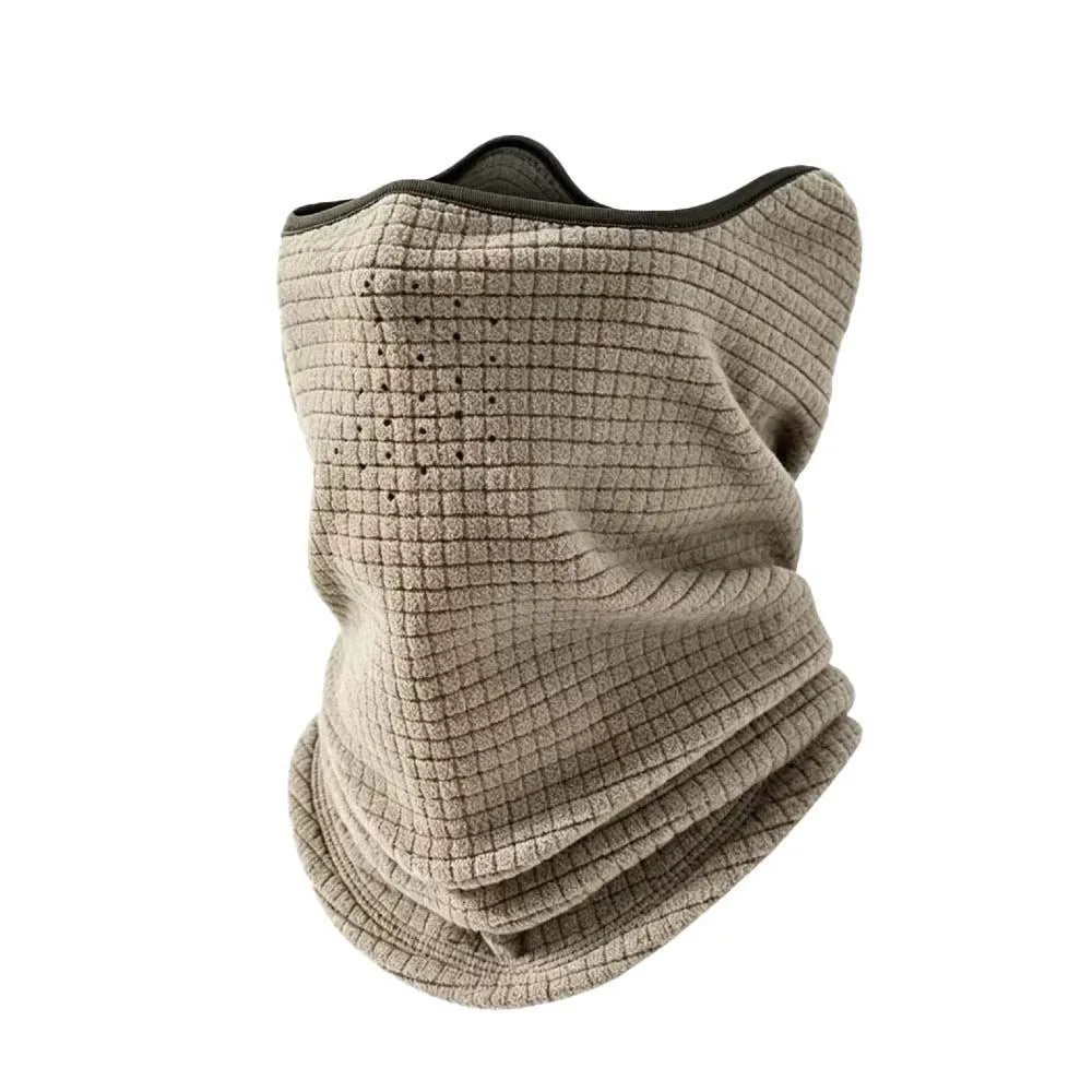 Windproof Fleece Neck Warmer Snood – Thermal Face Mask Fleece Neck Warmer PLUSH Khaki
