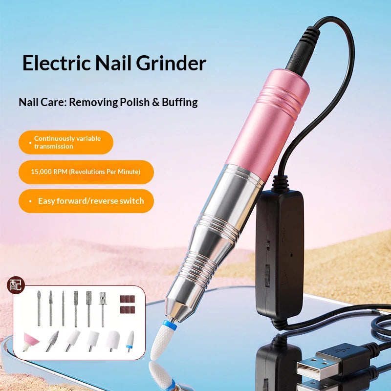 USB Electric Nail Drill & Sanding Belt – Manicure Polish Kit Electric Nail Drill PLUSH