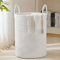 Extra Large Cotton Rope Storage Basket – Laundry & Toy Bin Rope Storage Basket PLUSH White 38x50cm