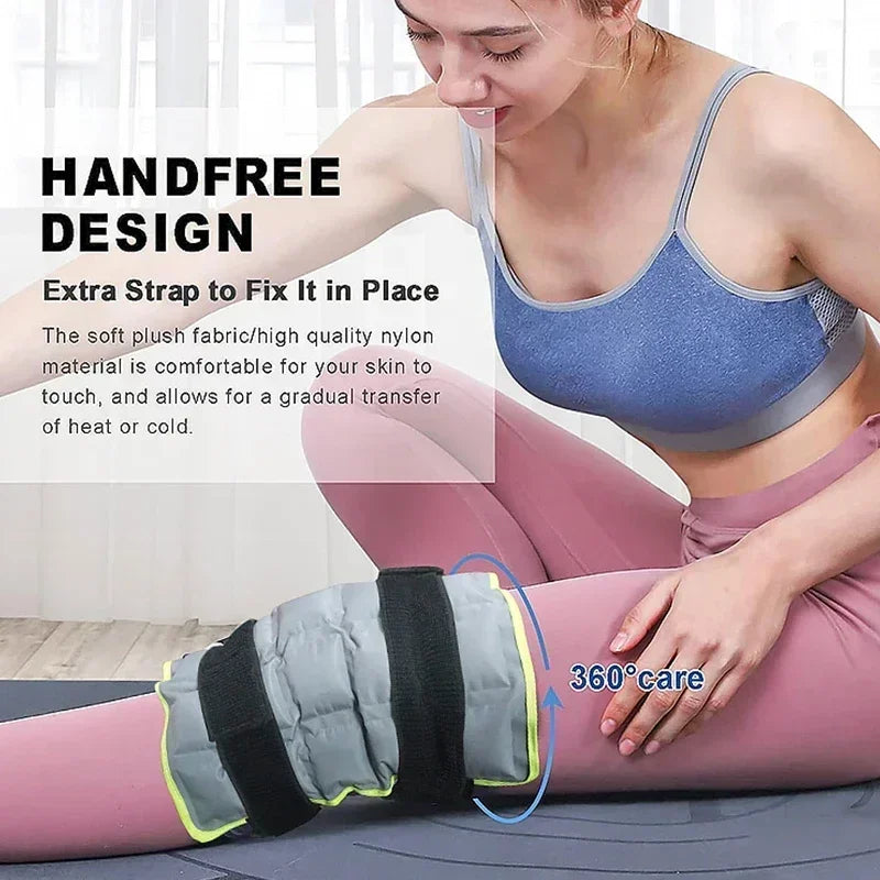Hot & Cold Compress Knee Wrap – Gel Ice Pack Brace Support Knee Compress Wrap PLUSH