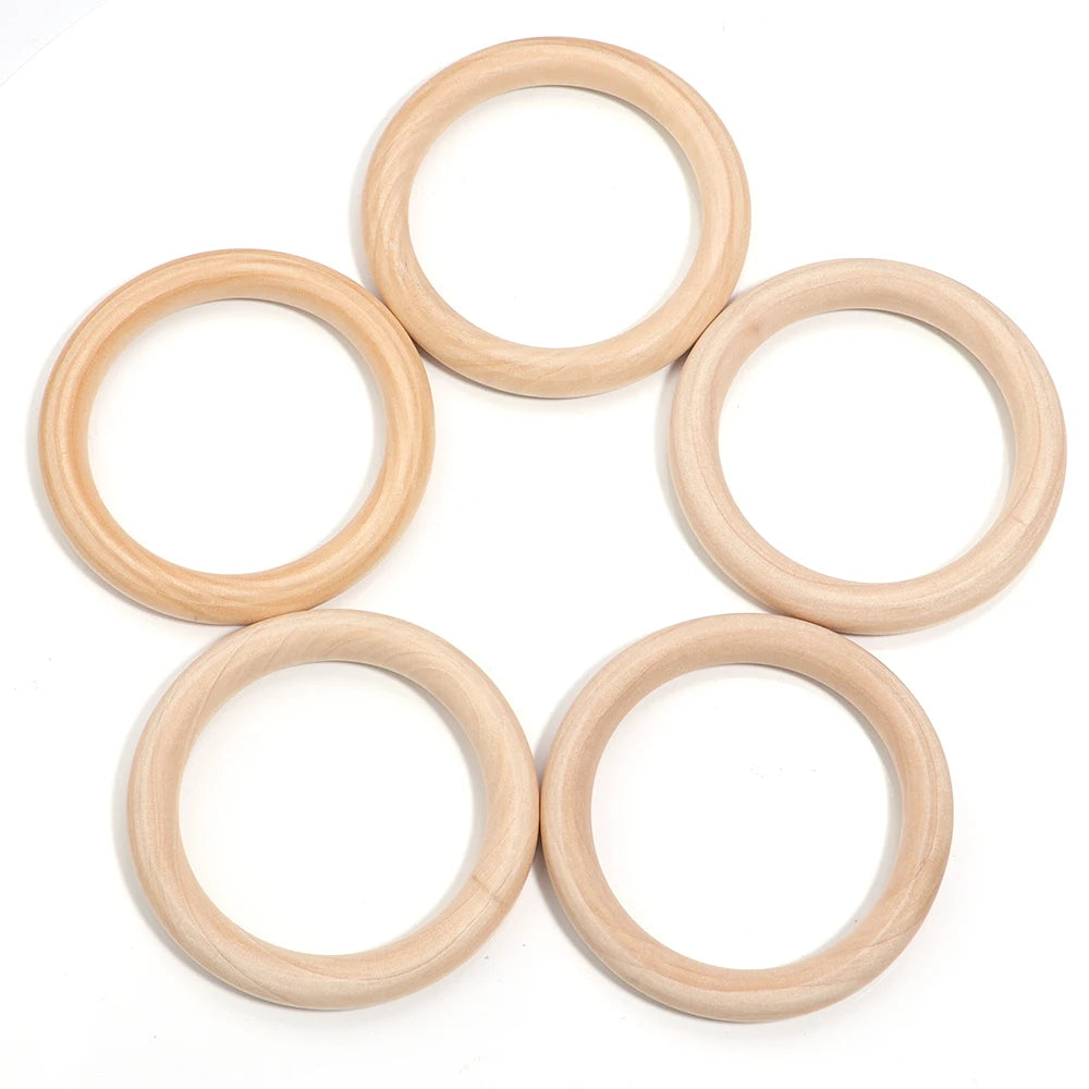 Natural Round Wooden Rings & Hoops for DIY Jewelry Making Wood Jewelry Hoops PLUSH 80mm x 5pcs
