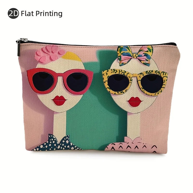Ladies' Printed Cosmetic Bag – Travel Zipper Pouch & Organizer Cosmetic Travel Bag PLUSH A