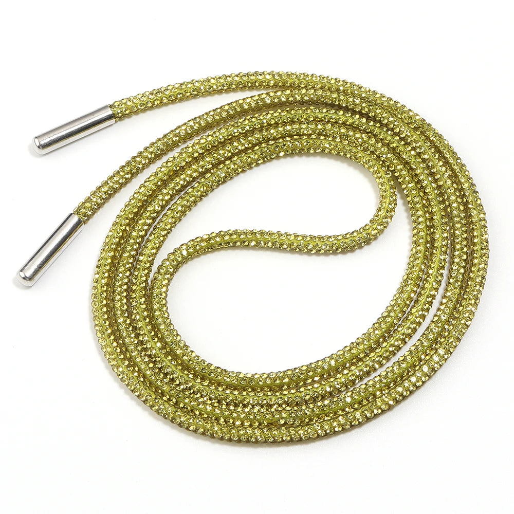 4mm Rhinestone Cord Rope with End Cap – Crystal Cup Chain DIY Rhinestone Jewelry Cord PLUSH Lemon Yellow 4mm