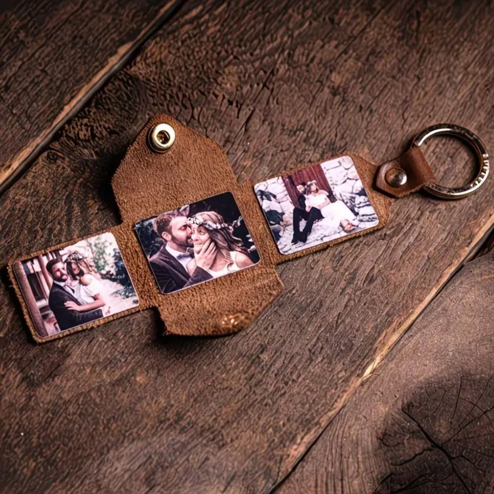 PU Leather Folding DIY Photo Keychain – Personalized Keyring Photo Keychain PLUSH