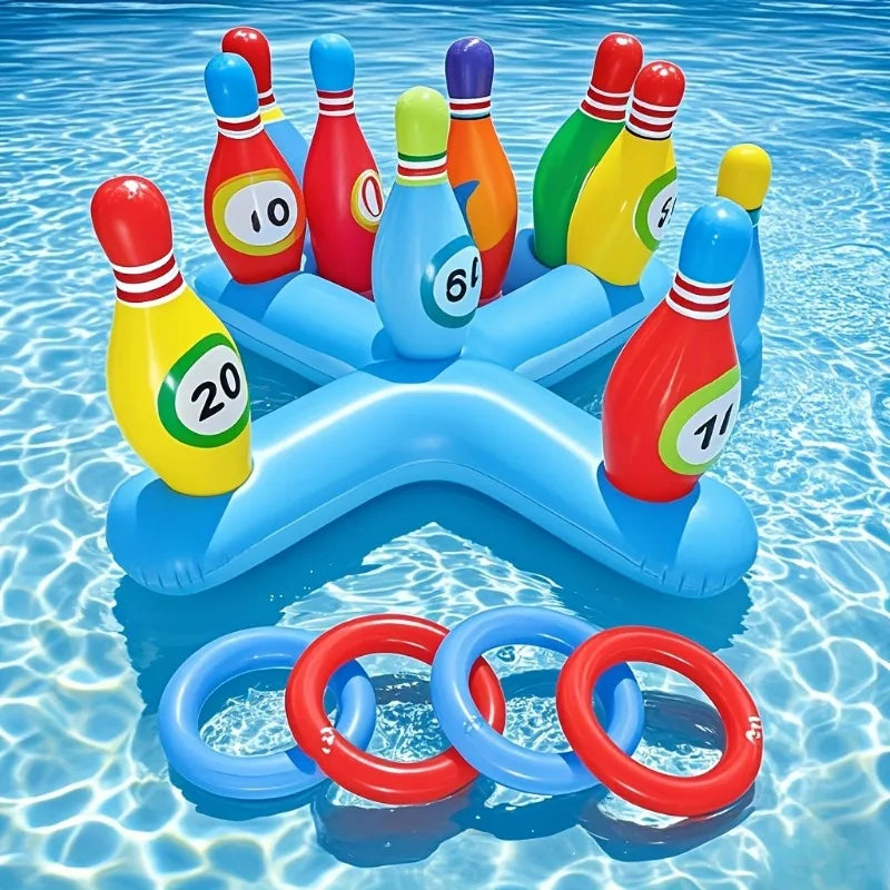 Inflatable Bowling Set – PVC Kids Toy for Pool, Beach & Parties Inflatable Lawn Game PLUSH Bowling Cross Set