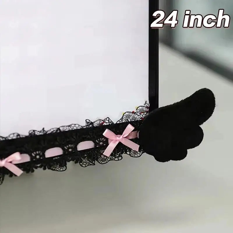 Black Bow Lace Wing Monitor Border Decor Strip Stickers Monitor Decor Sticker PLUSH A3