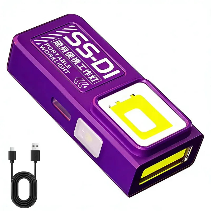 Mini COB LED Flashlight USB-C Rechargeable 600LM EDC Clip LED Pocket Flashlight PLUSH Purple 1PC