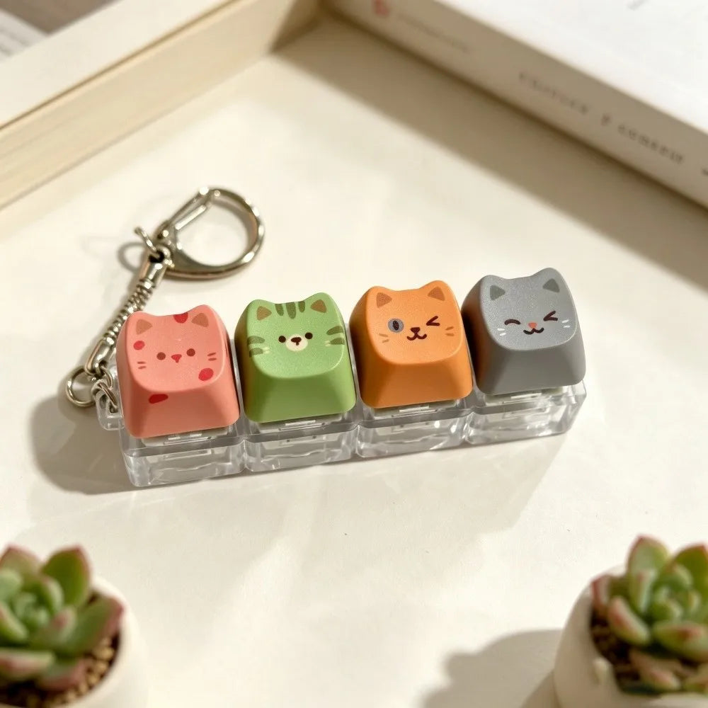 Cute Cat Keycap Keychain – Fidget Clicker Button Keychain Novelty Keychain PLUSH