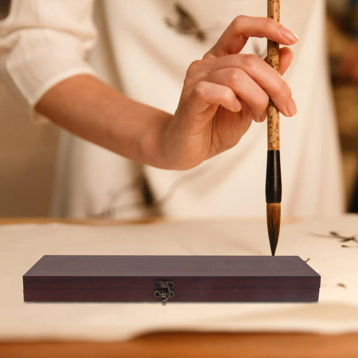 Wood Calligraphy Brush Case – Pen & Brush Desk Organizer Brush Storage Case PLUSH Default Title