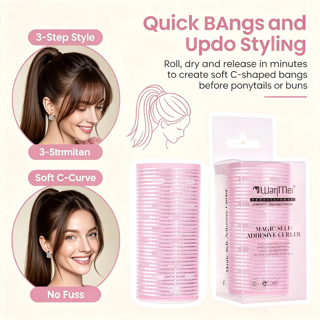 Self Grip Hair Roller – No Clip Root Lift Curl Styling Tool Hair Roller PLUSH