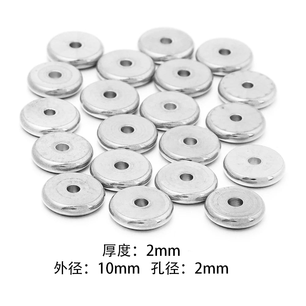 Stainless Steel Flat Disc Spacer Beads Gold Silver – 20-50pcs Jewelry Spacer Beads PLUSH Steel 10x2mm 50pcs