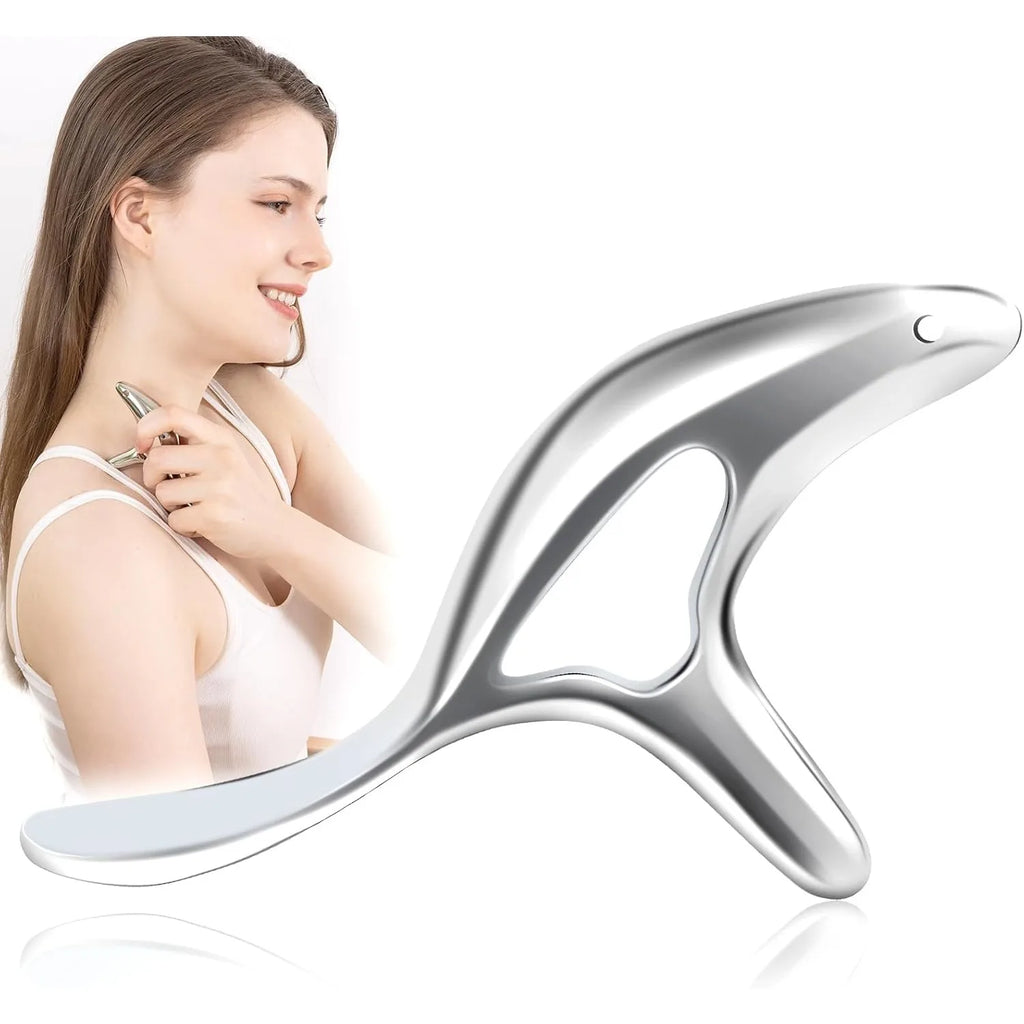 Trigger Point Massage Tool – Gua Sha & Acupressure Thumb Saver Massage Tool PLUSH Silvery