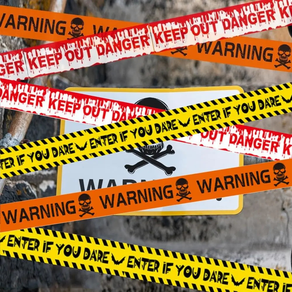 10M Halloween Zombie Caution Warning Tape – Barrier Decoration Halloween Decoration Tape PLUSH