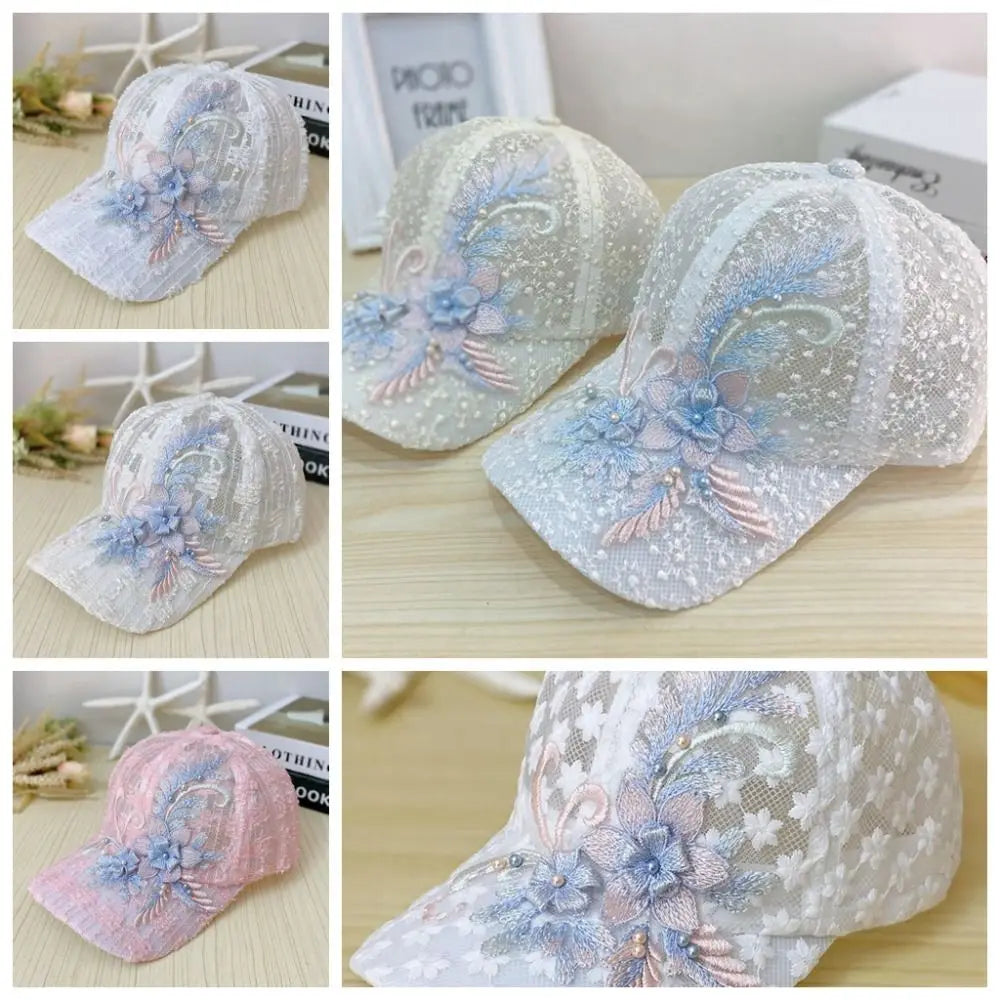 Women's Breathable Floral Lace Baseball Cap – Quick-Dry Hat Women's Baseball Cap PLUSH