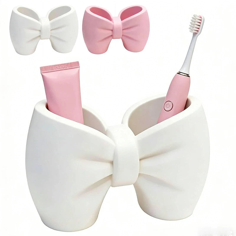 Cute Bow Toothbrush Holder – Freestanding Plastic Organizer Toothbrush Holder PLUSH