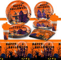 Halloween Party Tableware Set – Paper Plates & Tablecloth Kit Party Tableware Set PLUSH orange 1Set