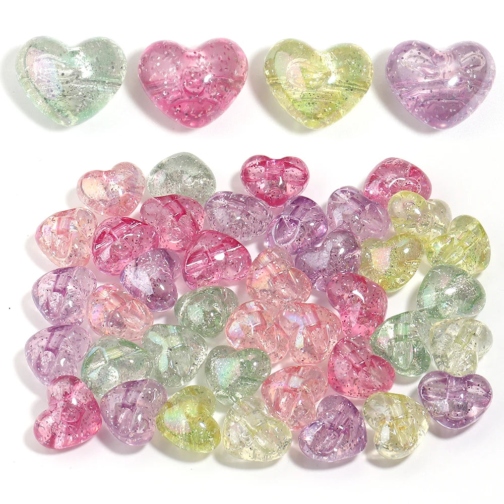 10pcs Heart Crack Acrylic Beads for DIY Jewelry & Bracelets Acrylic Craft Beads PLUSH