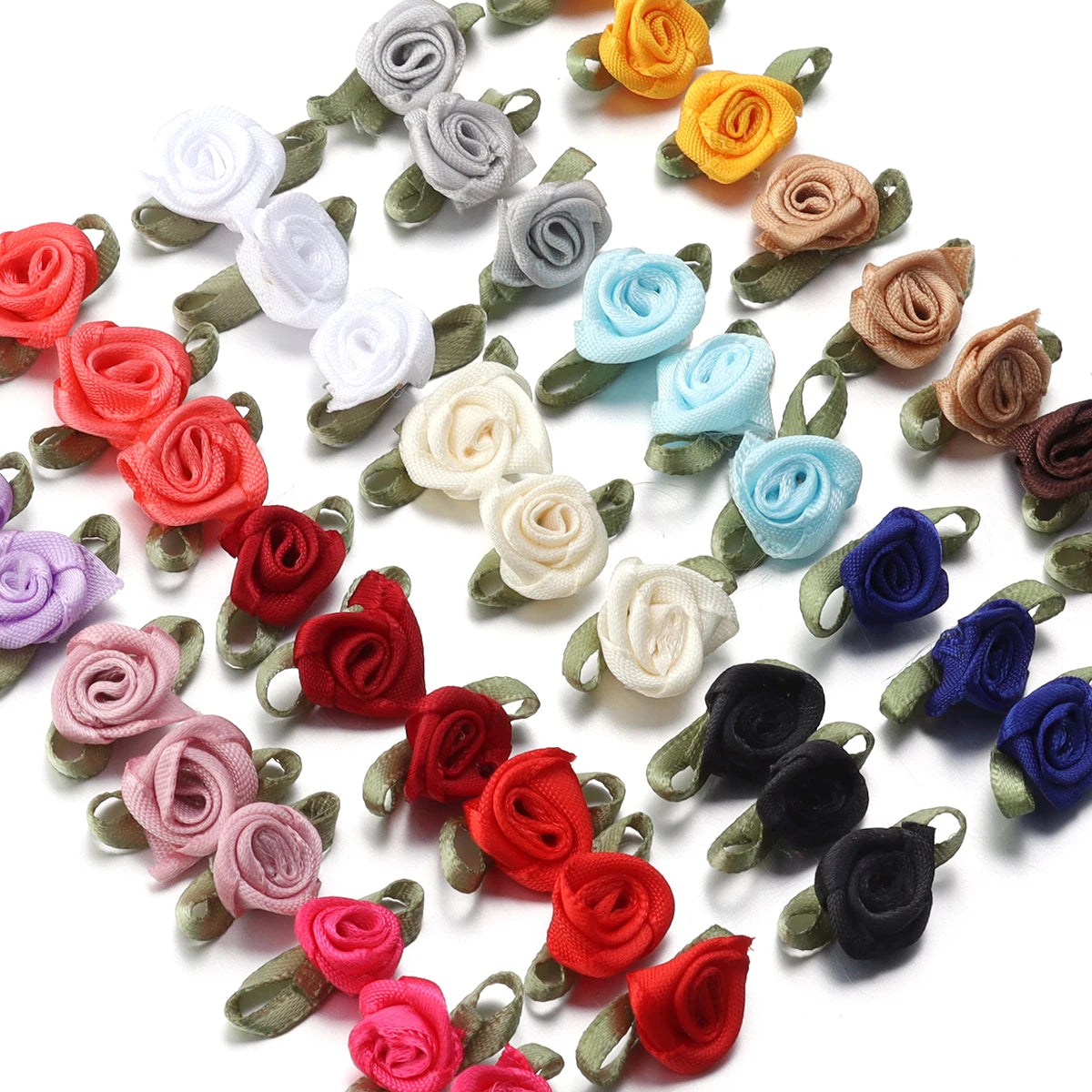 50pcs Mini Fabric Rose Flowers for DIY Crafts & Wedding Decor Fabric Flower Embellishments PLUSH