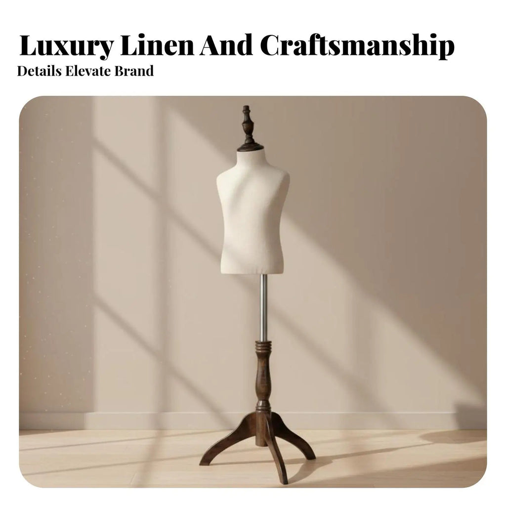Half Body Kids Mannequin – Cotton Linen Cover & Wood Base Children's Mannequin PLUSH