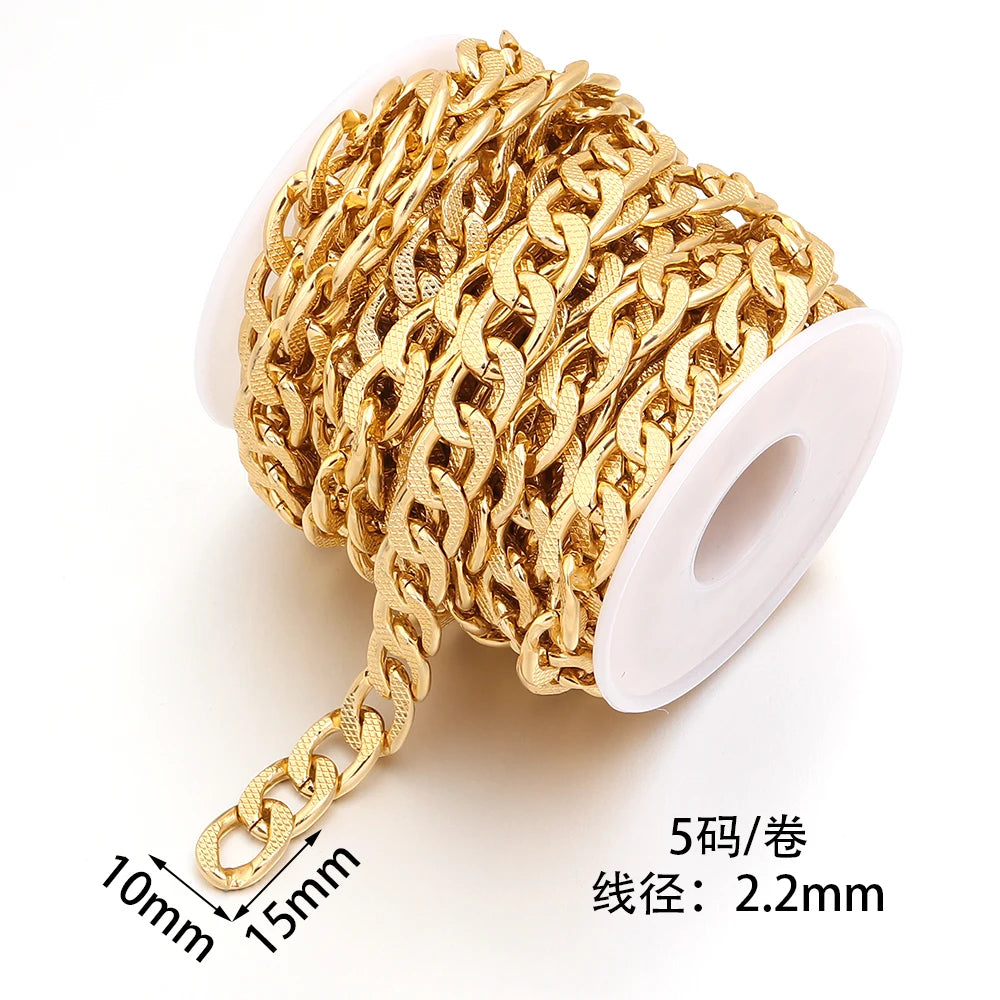 5 Yards Aluminum NK Flat Link Chain – DIY Jewelry & Bags Jewelry Making Chain PLUSH Gold