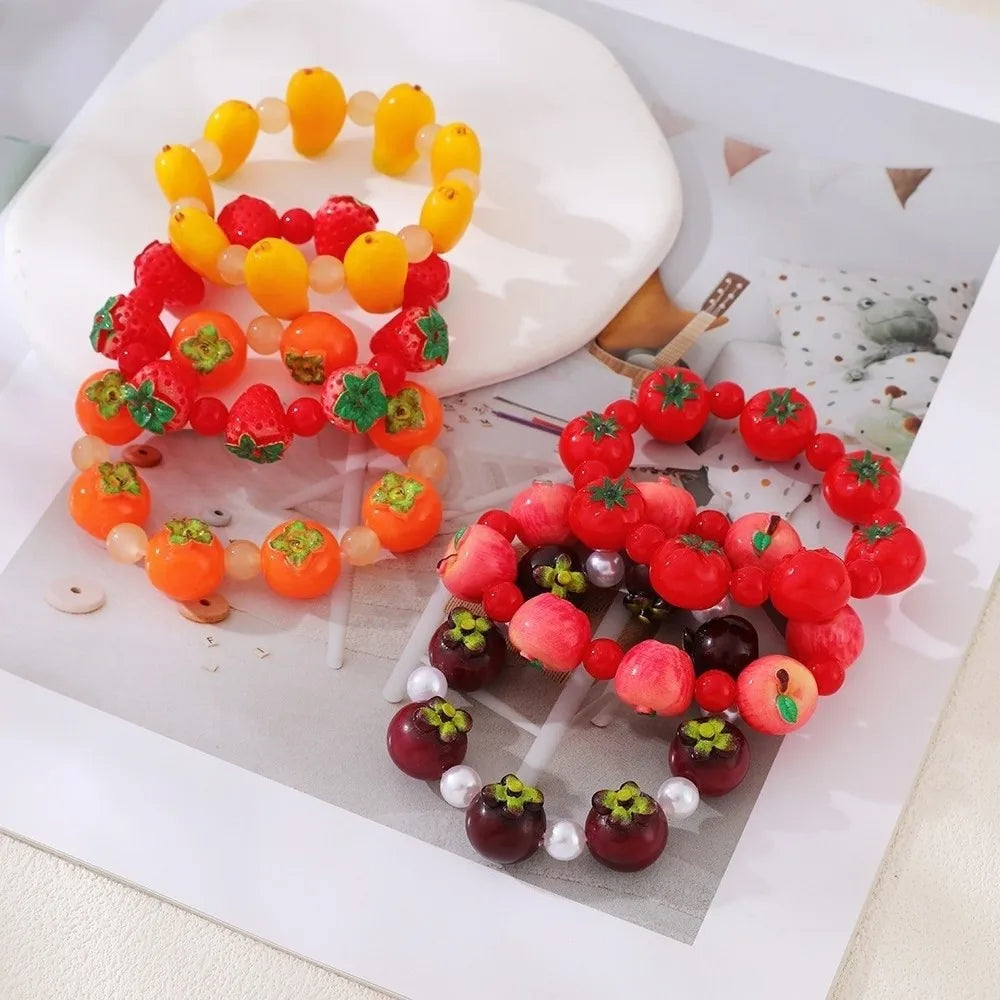 3D Resin Fruit Bead Bracelet – Colorful Stackable Elastic Resin Bead Bracelet PLUSH