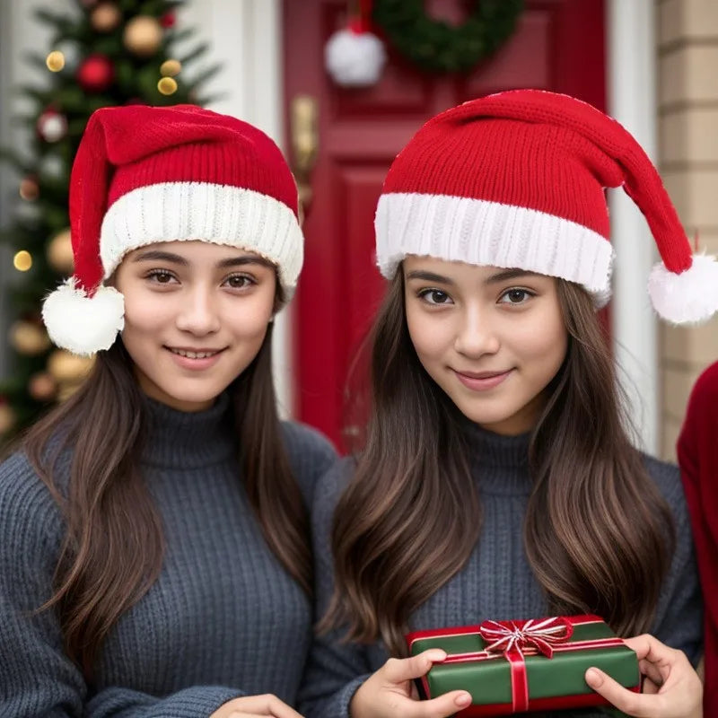 Adults & Kids Christmas Knitted Hat – Festive Xmas Party Prop Christmas Knitted Hat PLUSH