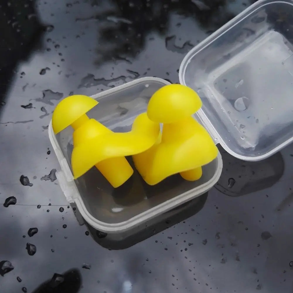 Silicone Waterproof Swim Earplugs for Sleep & Water Sports Swim Earplugs PLUSH yellow-with case