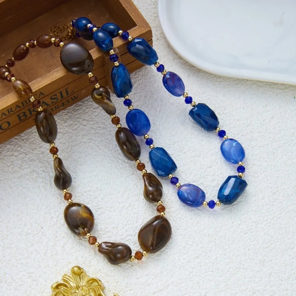 Handmade Colorful Acrylic Beaded Necklace – Minimalist Chain Beaded Necklace PLUSH