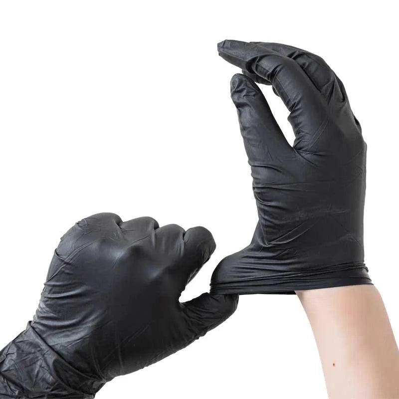 Disposable Black Nitrile Gloves Latex Free Powder Free 20/50/100pk Disposable Nitrile Gloves PLUSH Black-50PCS S
