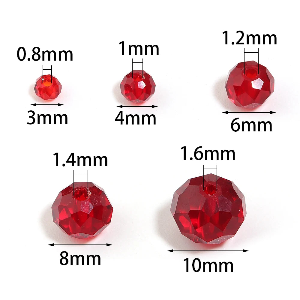 Red Faceted Glass Rondelle Spacer Beads 50-200pcs | DIY Jewelry Glass Spacer Beads PLUSH
