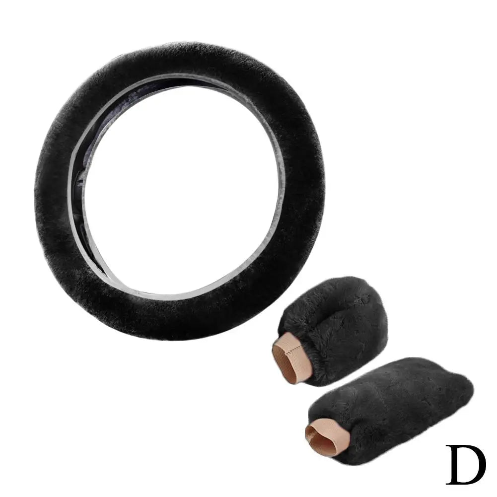 Plush Winter Car Steering Wheel Cover Set – Non-Slip Soft Steering Wheel Cover PLUSH D
