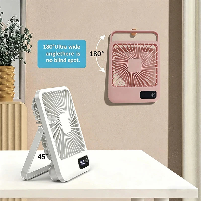 Rechargeable Desktop Fan Foldable Type-C 5-Speed LED Display Rechargeable Desk Fan PLUSH