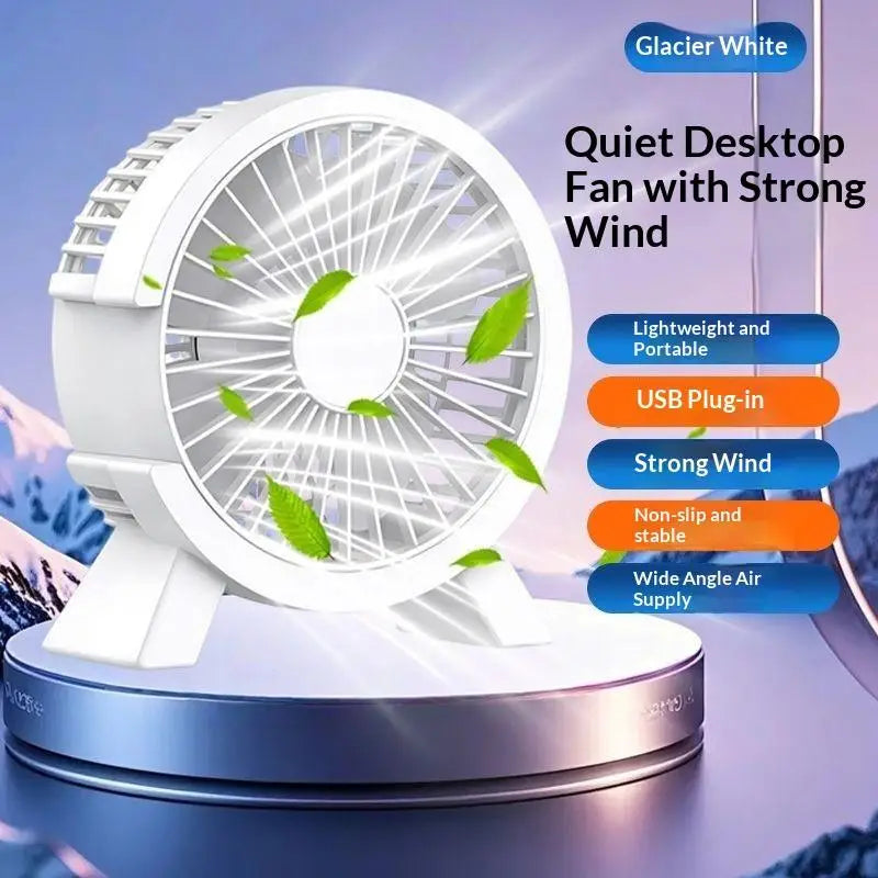 Portable Mini USB Desktop Fan – Quiet Cooling for Home & Office USB Desktop Fan PLUSH White