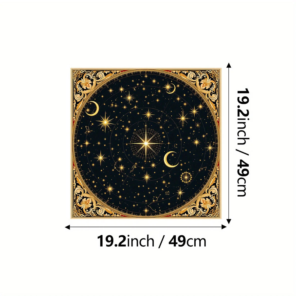 Celestial Tarot Altar Cloth – Moon & Mystical Symbol Design Altar Tablecloth PLUSH 49Cmx49Cm
