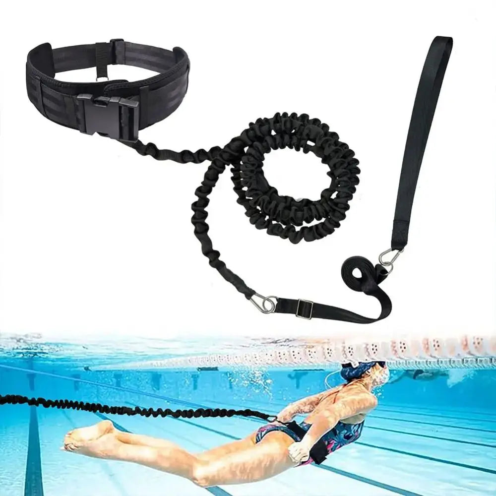 Swim Resistance Belt – Elastic Stationary Swimming Tether Swim Training Belt PLUSH