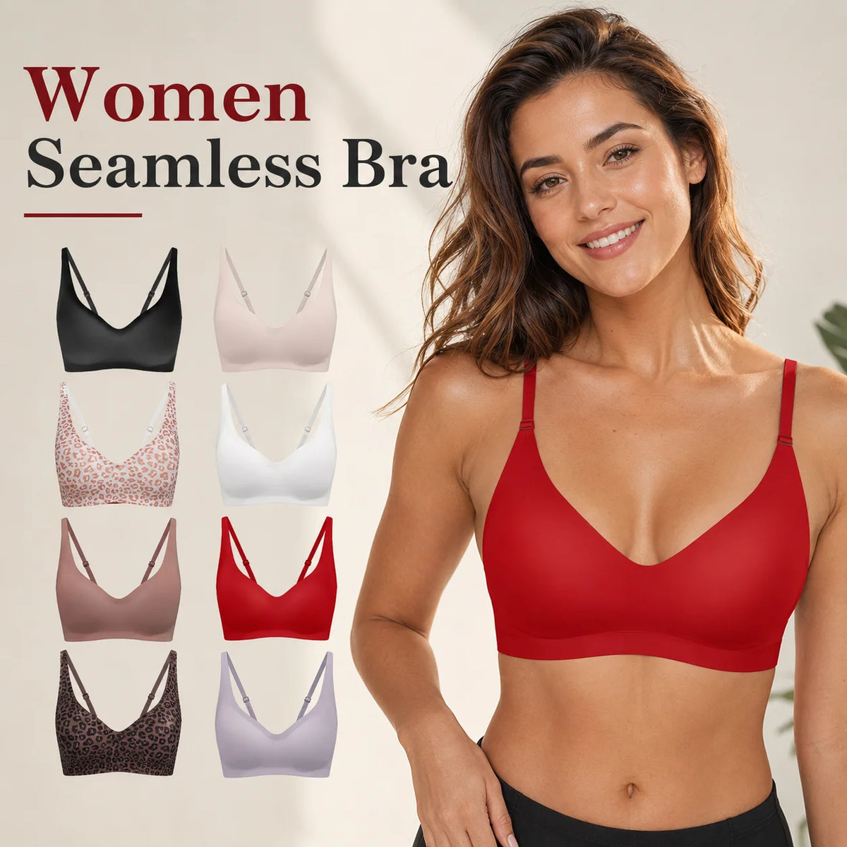 Zeriluna Seamless Push Up Bralette – Adjustable Sports Bra Sports Bralette PLUSH