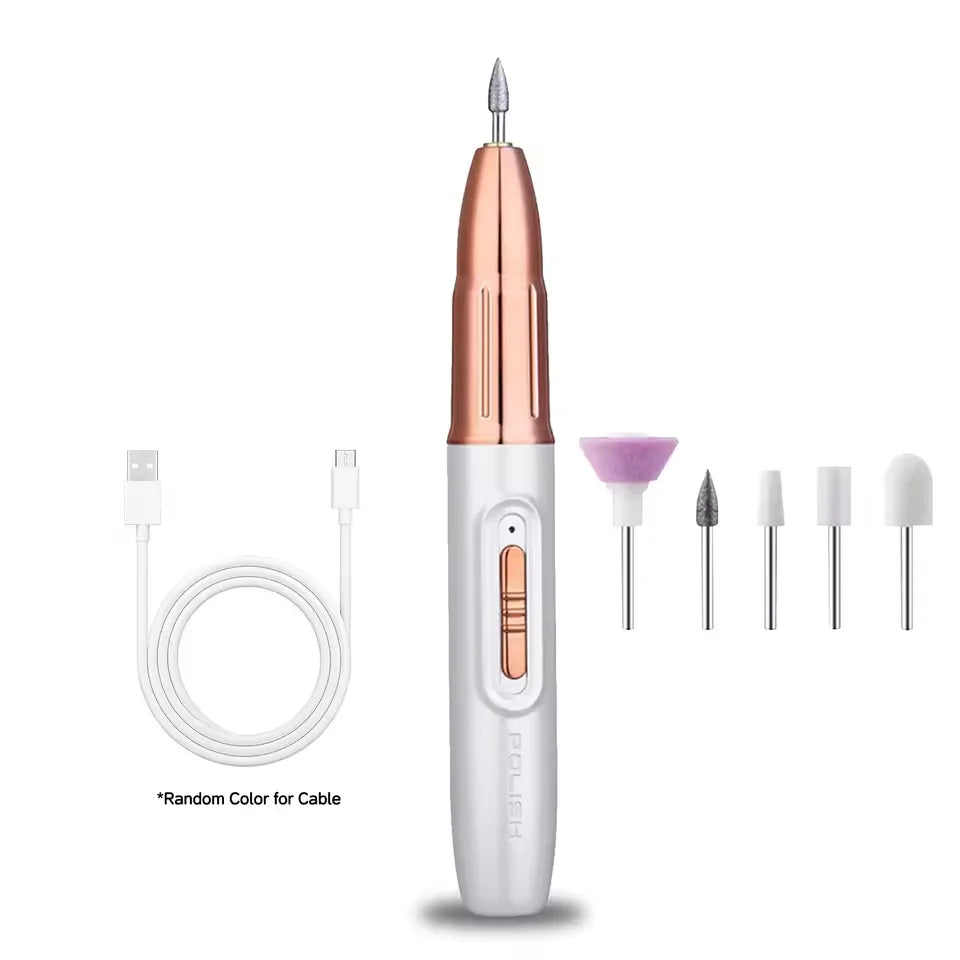 Rechargeable Electric Nail Grinder – Portable Acrylic & Gel File Electric Nail Grinder PLUSH WHITE
