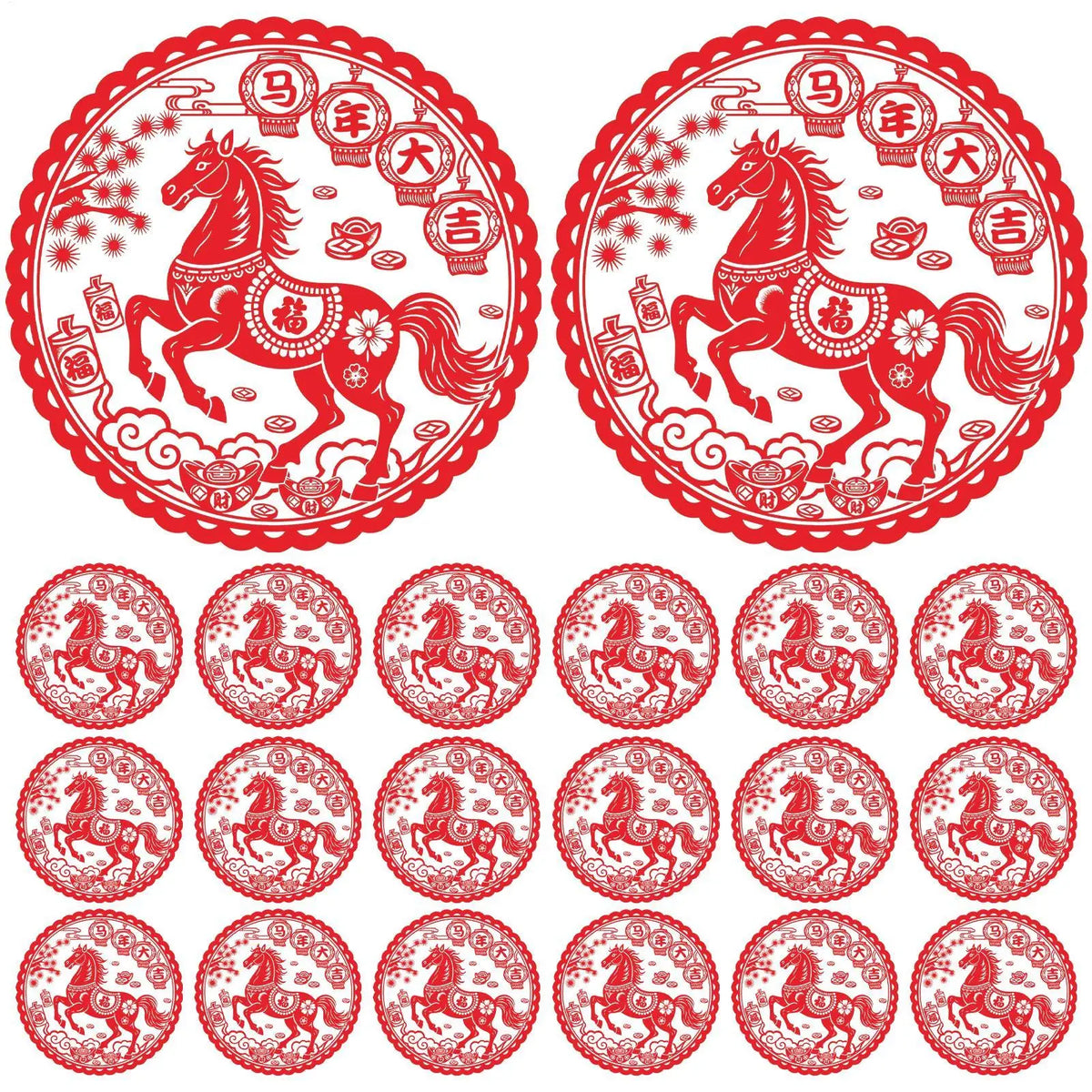20pcs Chinese New Year Window Stickers – Reusable PVC Decals Window Cling Stickers PLUSH