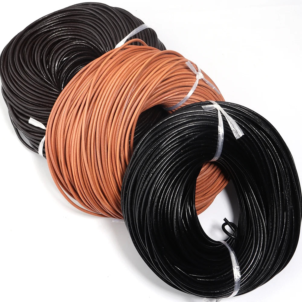 Genuine Cow Leather Cord Round Rope – DIY Jewelry 2-5 Yards Leather Jewelry Cord PLUSH