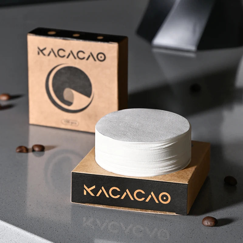 KACACAO Espresso Paper Filters 51/53/58mm – 100pcs Puck Screen Espresso Filter Paper PLUSH