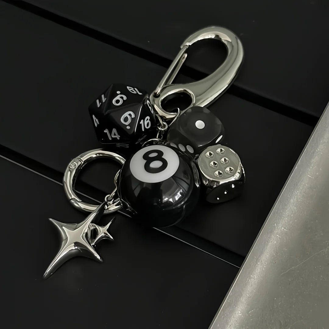 Star Dice Black Eight Ball Retro Keychain & Bag Pendant Keychain Pendant PLUSH