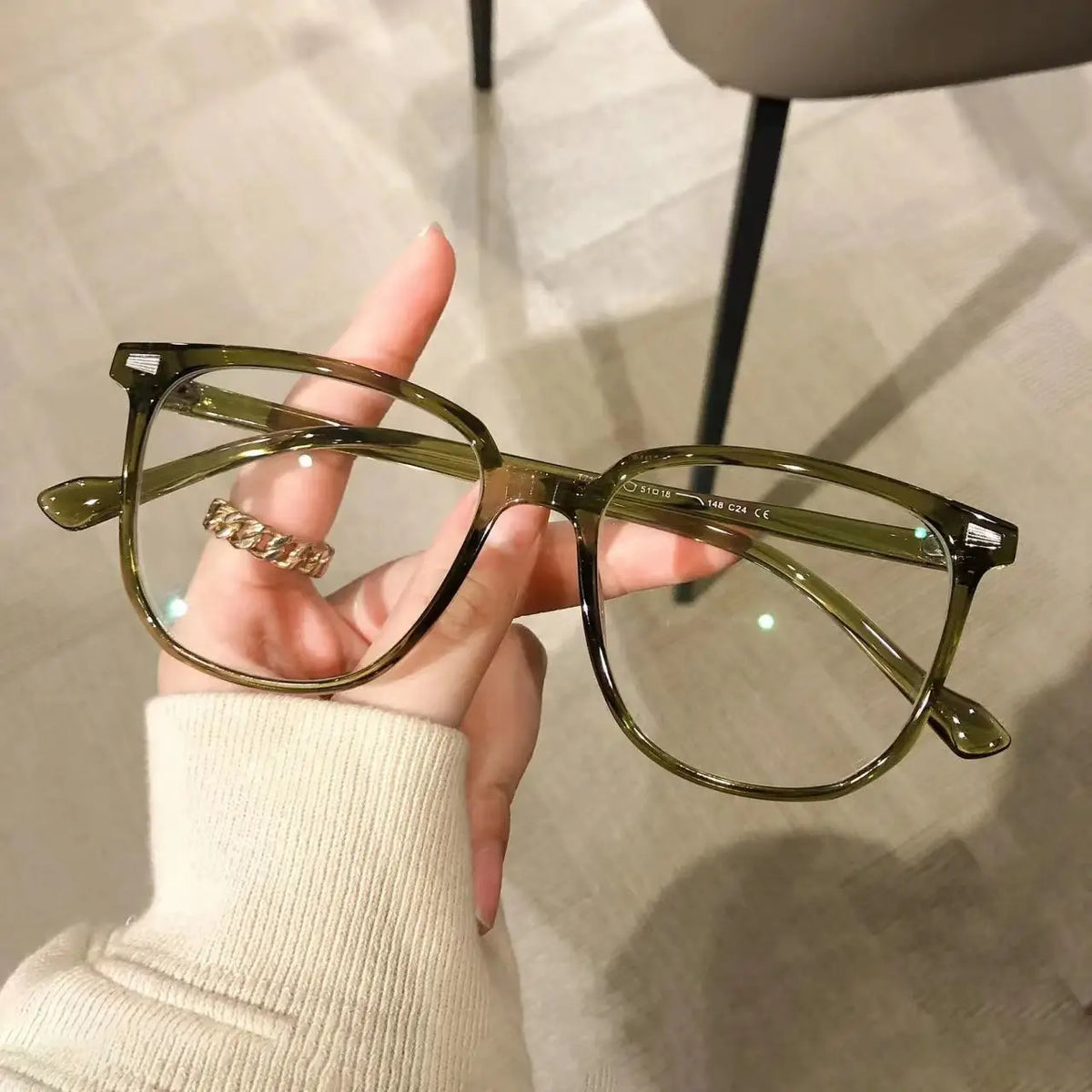 Photochromic Blue Light Glasses Square Frame Myopia Up to -4.0 Photochromic Eyeglasses PLUSH -3.00 green