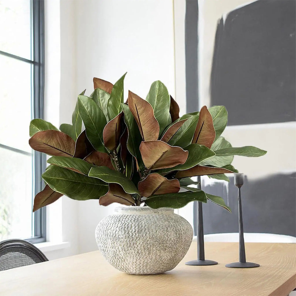 Artificial Magnolia Leaf Branches Real Touch Faux Stems 2pcs Artificial Plant Stems PLUSH