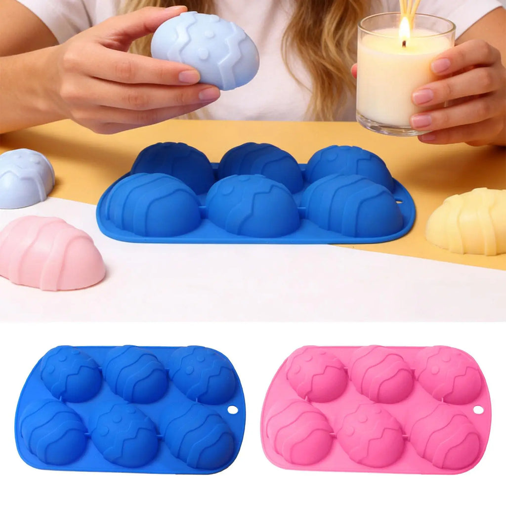 6-Cavity Easter Egg Silicone Mold – Chocolate & Candy Baking Silicone Baking Mold PLUSH