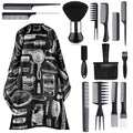 Salon Barber Cape Set 11/15pcs – Cloak, Brush & Comb Barber Cape Set PLUSH 15pcs set A