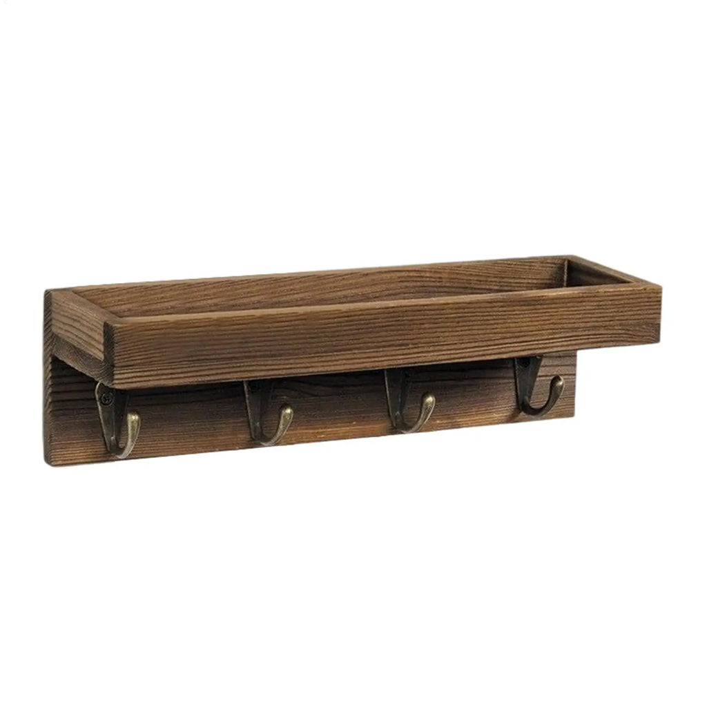 Wall Mounted Key Holder Rack with Shelf & 4 Hooks | Home Organizer Wall Key Rack PLUSH