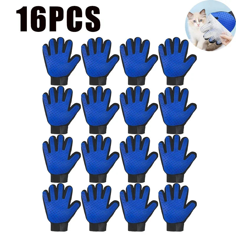 Pet Grooming Glove – Dog & Cat Deshedding Massage Brush Pet Grooming Glove PLUSH 16PCS